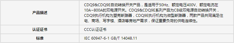 CDQ9&CDQ9E 雙電源自動(dòng)轉(zhuǎn)換開(kāi)關(guān)